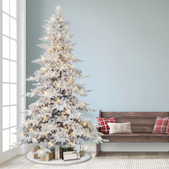 9ft. Pre-Lit Flocked Utah Fir Artificial Christmas Tree, Clear Lights